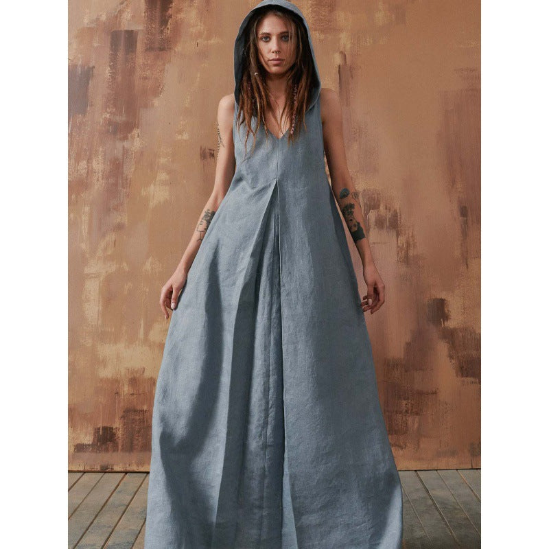 Cotton and Linen Hooded Dress: Versatile Elegance for Any Occasion