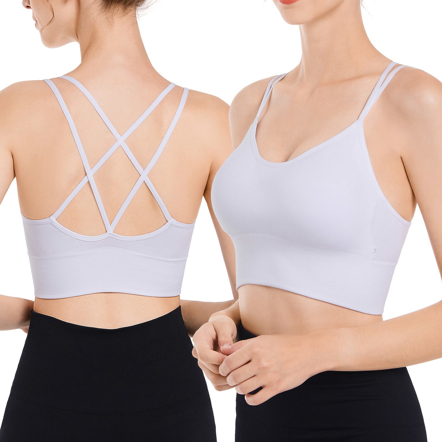 Cross Back Comfort: 3-Pack Padded Sport Bras with Cross Straps