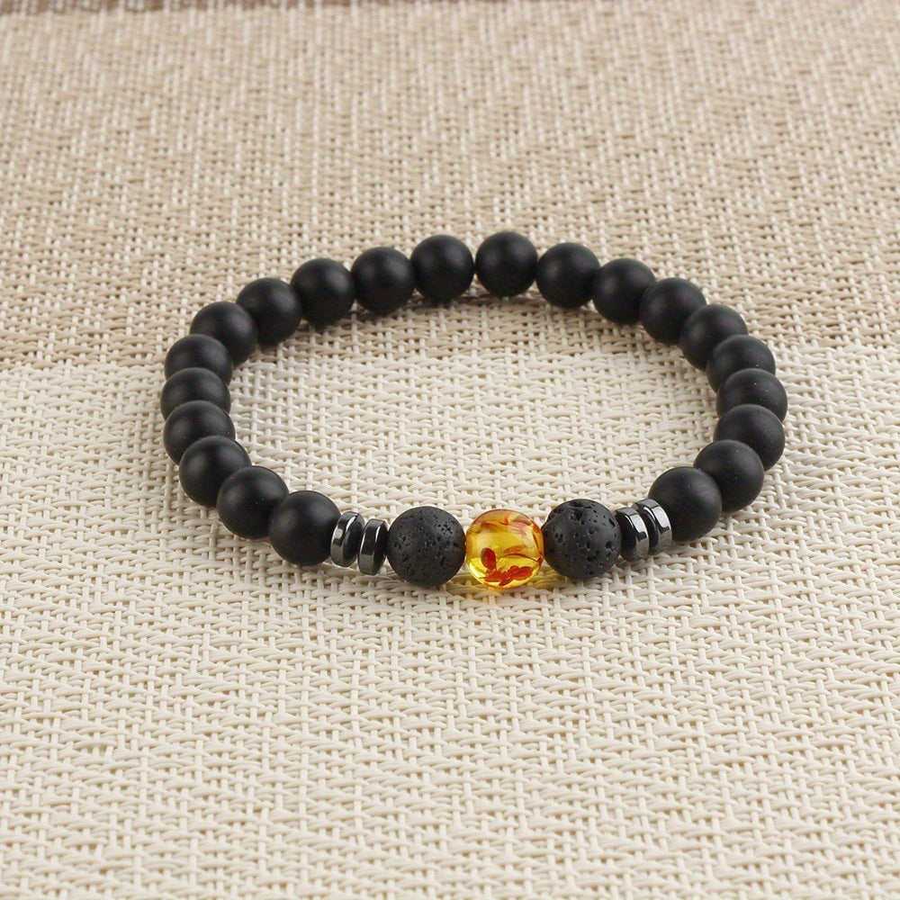 Elegant Harmony: Black Frosted Stone Stretch Bracelets - Perfect Gifts for Energy Healing, Yoga, and Meditation.