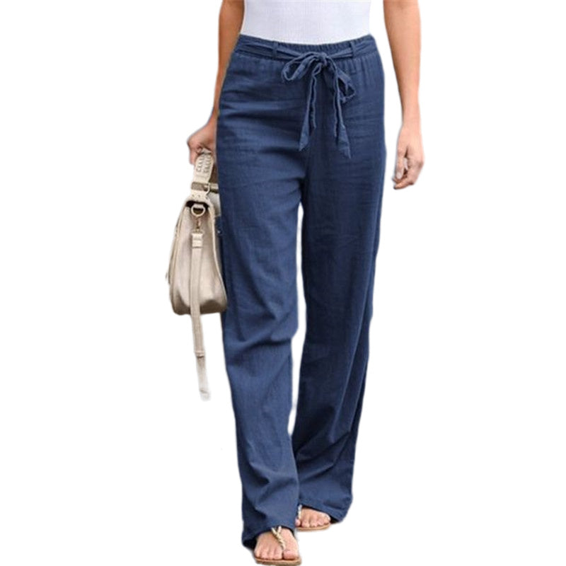 Women's Casual Yoga Pants: Loose Fit Linen Trousers