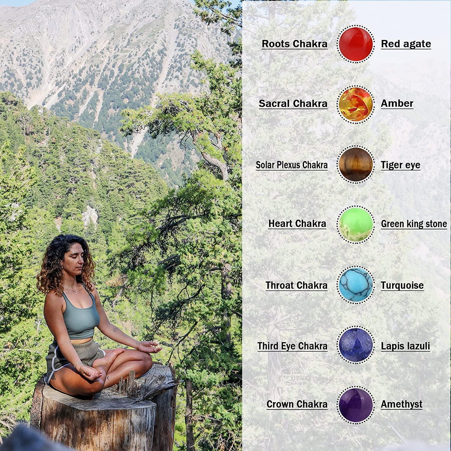 7 Chakra Necklace & Bracelet Set: Healing Energy for Yoga and Meditation