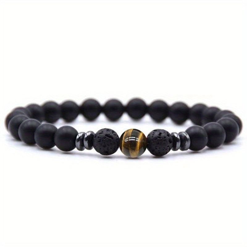 Elegant Harmony: Black Frosted Stone Stretch Bracelets - Perfect Gifts for Energy Healing, Yoga, and Meditation.