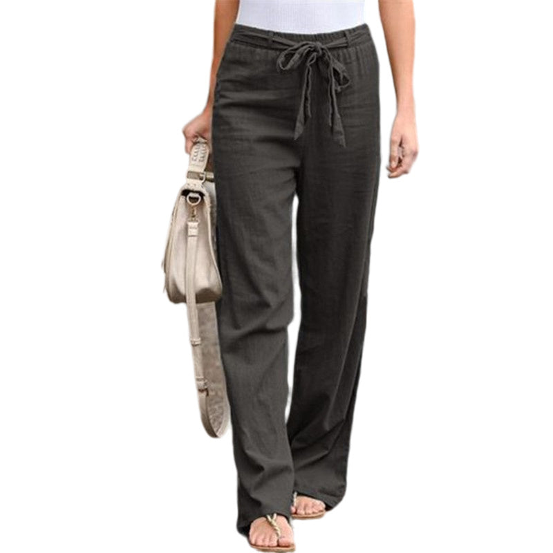 Women's Casual Yoga Pants: Loose Fit Linen Trousers