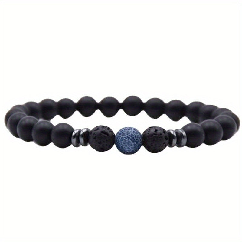 Elegant Harmony: Black Frosted Stone Stretch Bracelets - Perfect Gifts for Energy Healing, Yoga, and Meditation.