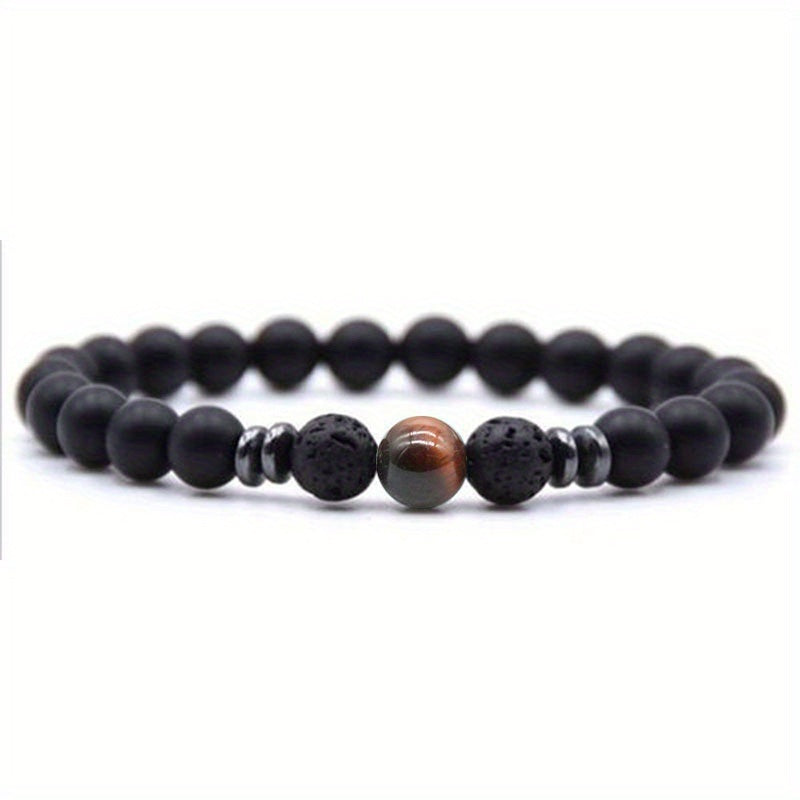 Elegant Harmony: Black Frosted Stone Stretch Bracelets - Perfect Gifts for Energy Healing, Yoga, and Meditation.