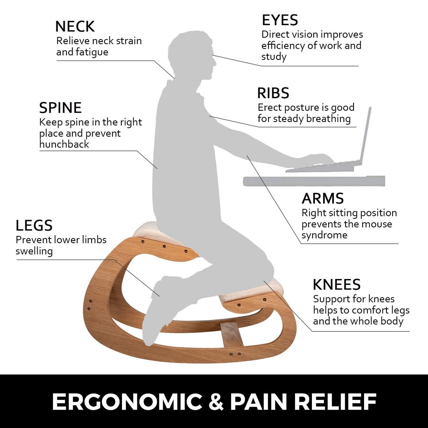 "Ergonomic Kneeling Chair: Heavy Duty Posture Improvement and Stress Relief