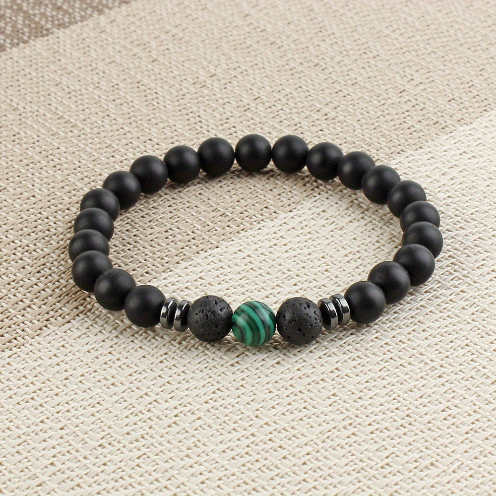 Elegant Harmony: Black Frosted Stone Stretch Bracelets - Perfect Gifts for Energy Healing, Yoga, and Meditation.