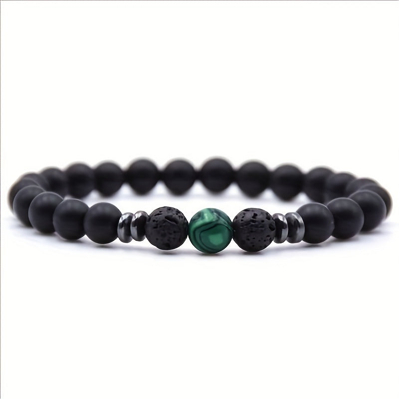 Elegant Harmony: Black Frosted Stone Stretch Bracelets - Perfect Gifts for Energy Healing, Yoga, and Meditation.