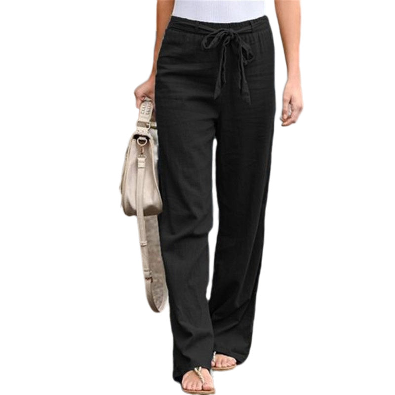 Women's Casual Yoga Pants: Loose Fit Linen Trousers