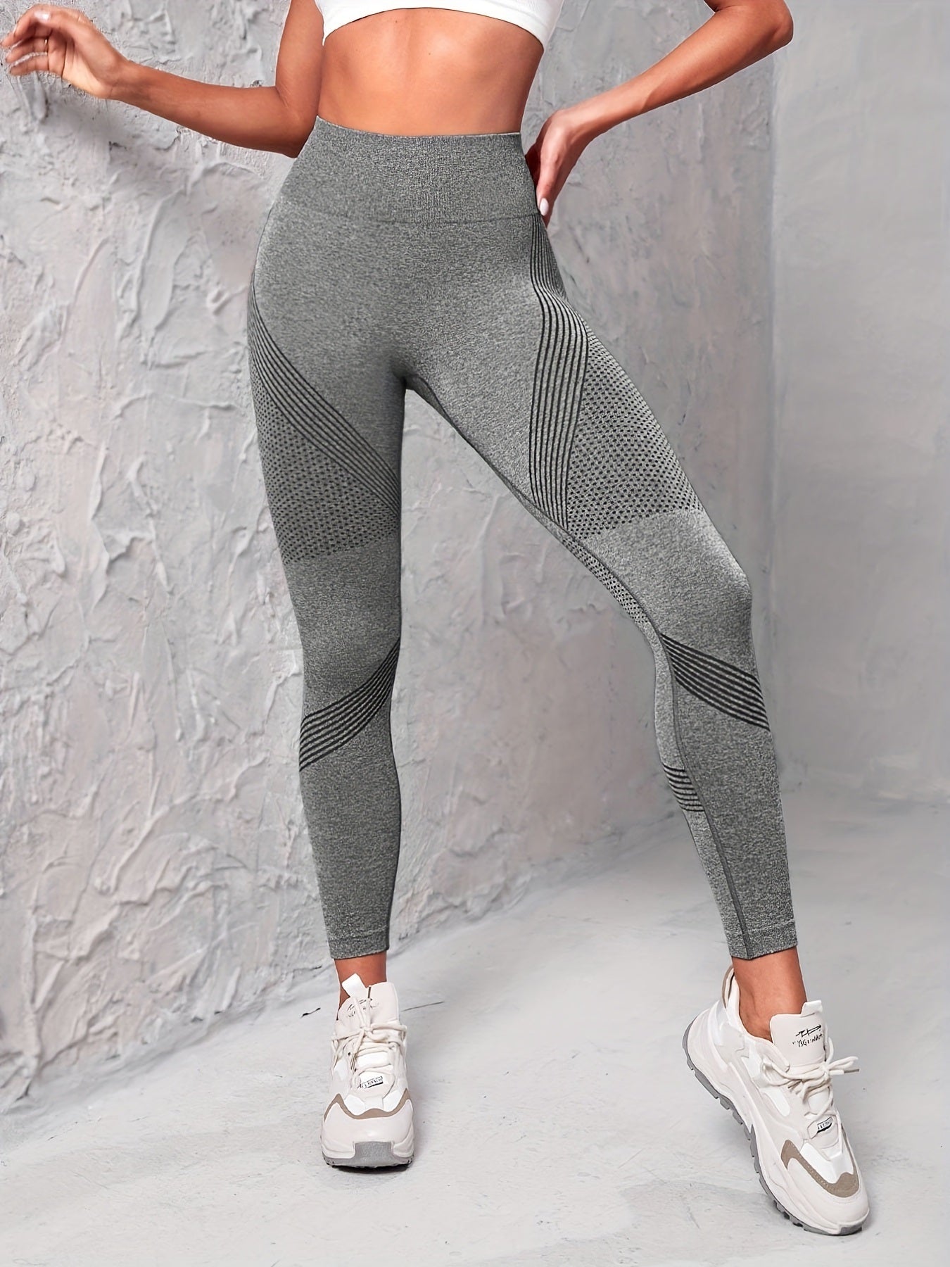 3pcs Seamless Striped Yoga Leggings: High Stretch, Slim Fit for Women's Active Workout