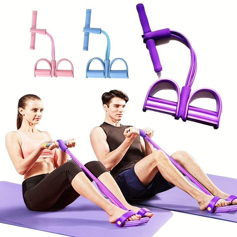 Fit Anywhere: 4-Tube Elastic Resistance Bands for Yoga Workouts.